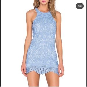 Lovers + friends popular lace dress in light blue